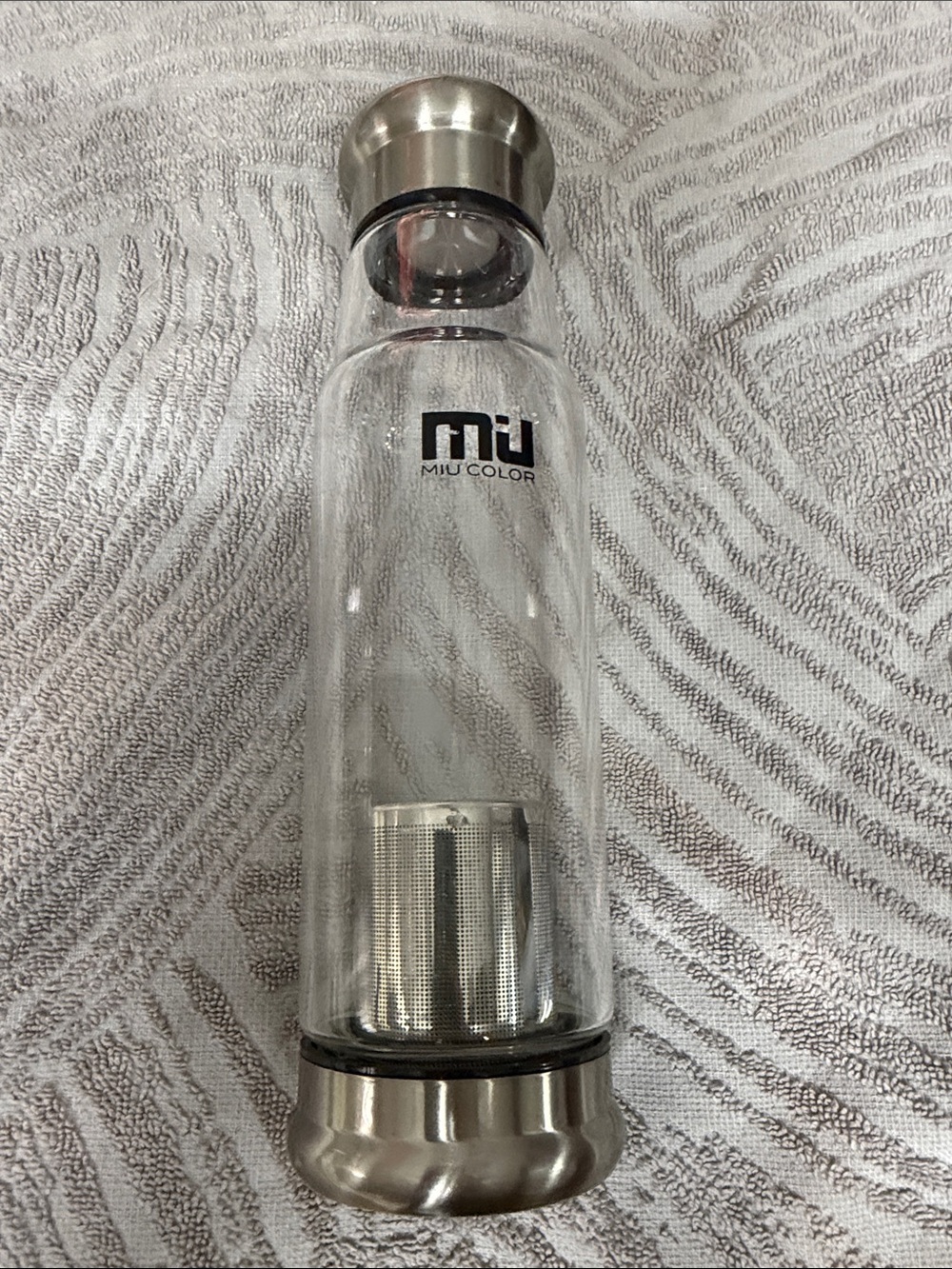 MIU COLOR Glass Tea Infuser Bottle - Clear with Stainless Accents